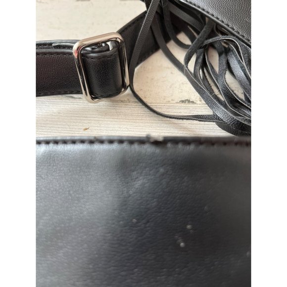 Sorial New York large adjustable strap black shoulder bag with zippers on front. - Picture 3 of 8